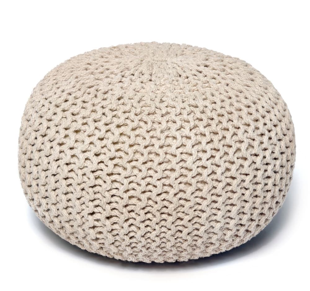 Anji Mountain Jute Pouf 142055 Ivory