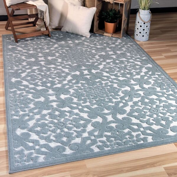 Orian Boucle Lansing Harbor Blue Area Rug