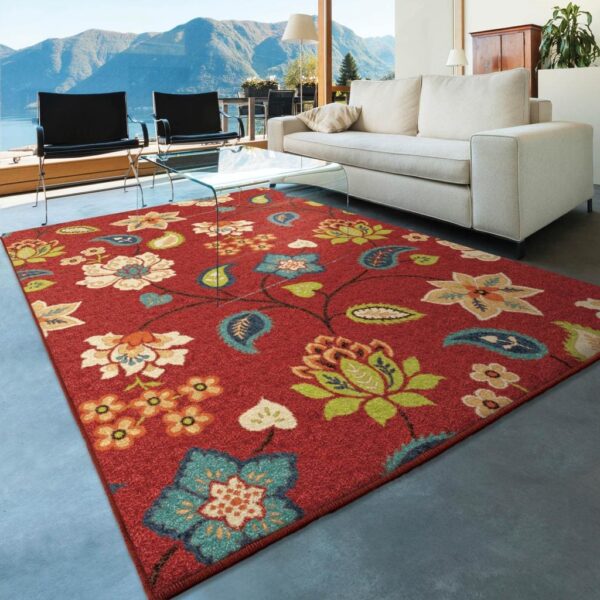 Orian Veranda Garden Chintz Red Area Rug