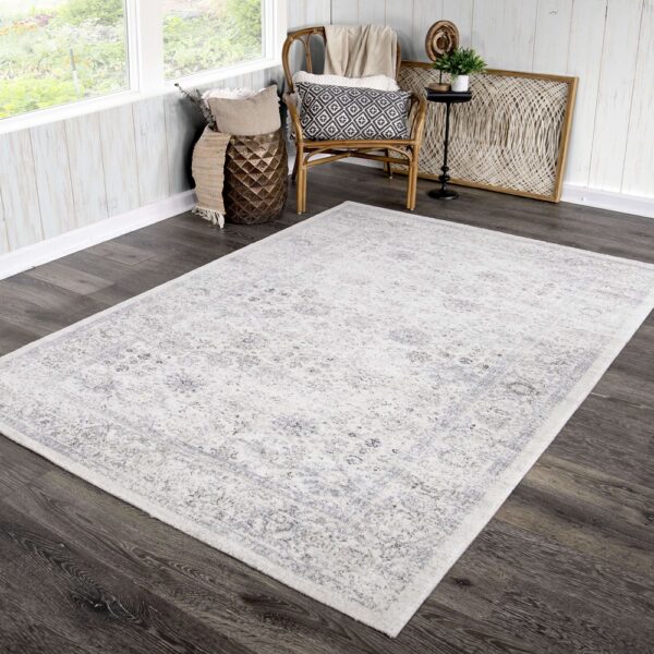 Orian Bali Hinting Hibiscus White Area Rug