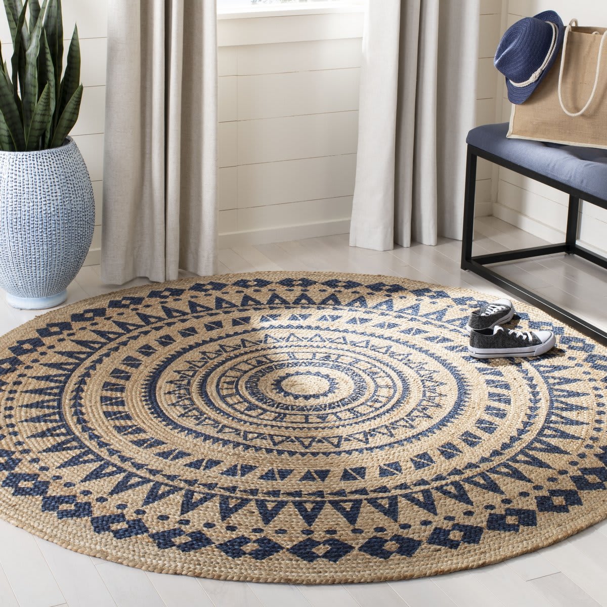 Safavieh Natural Fiber Nf802D Royal Blue - Natural Area Rug