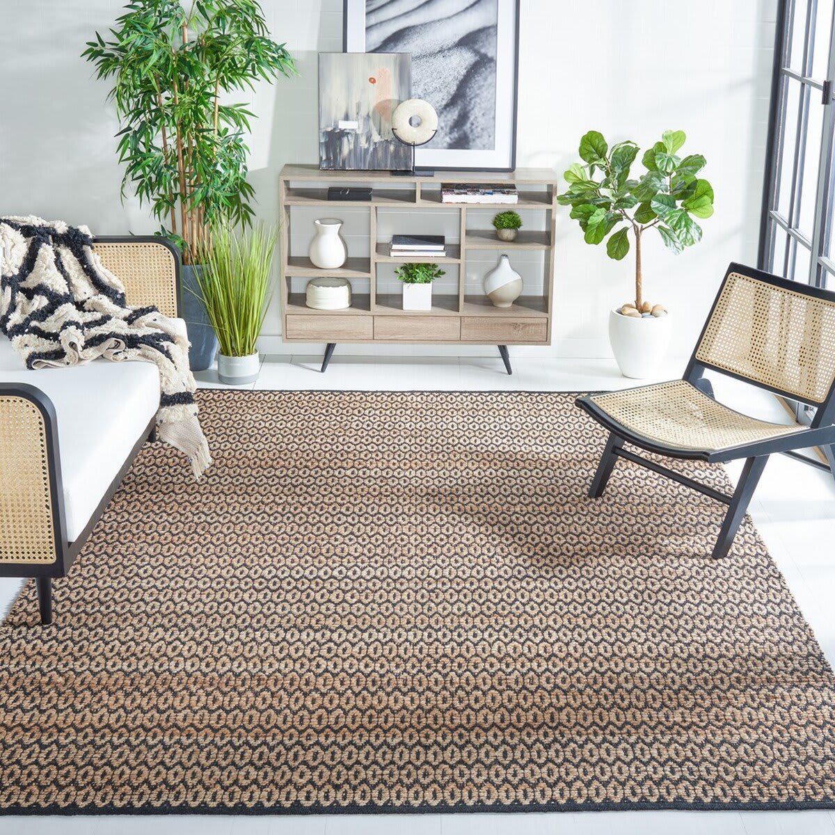 Safavieh Natural Fiber Nfb701Z Natural - Black Area Rug - Image 3